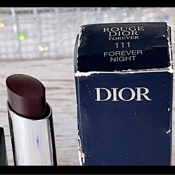 Dior Rouge Dior Forever Transfer-Proof Lipstick, 111 Forever Night, New In Box - Picture 2 of 5
